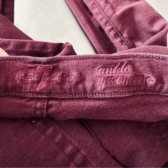 7 FOR ALL MANKIND Jeans Gwenevere High-Waist Ankle Skinny Pants Maroon SZ 32 - Picture 10 of 16